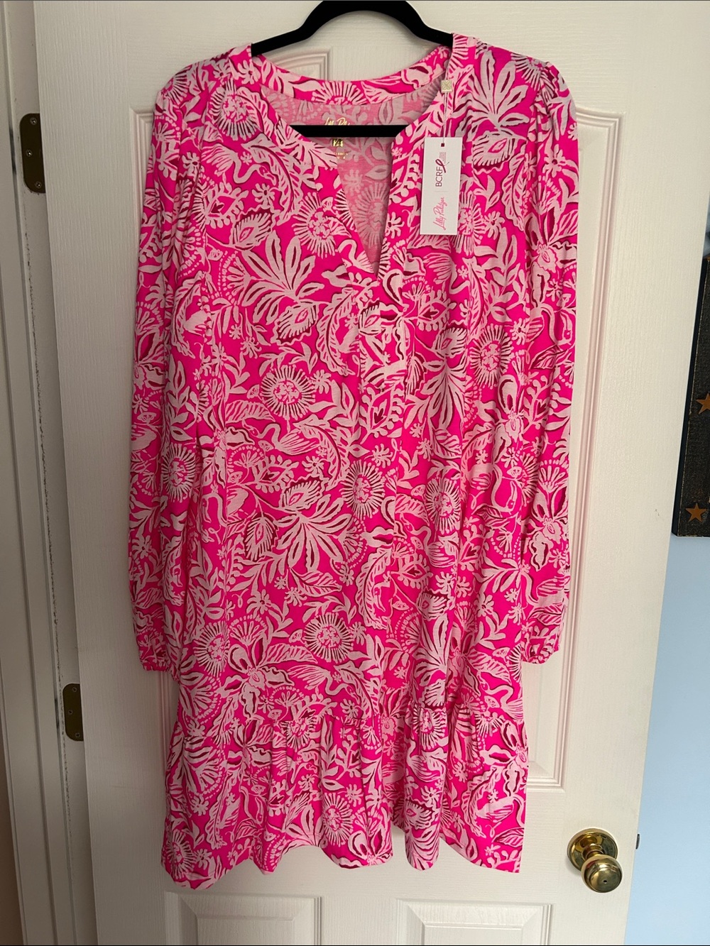 NWT Lilly Pulitzer Alyssa Long Sleeve Pink and White Floral Dress